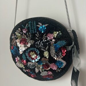 Viral beaded black floral crossbody bag